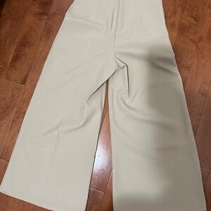 Elegant Cream Wide-Leg Palazzo Pant